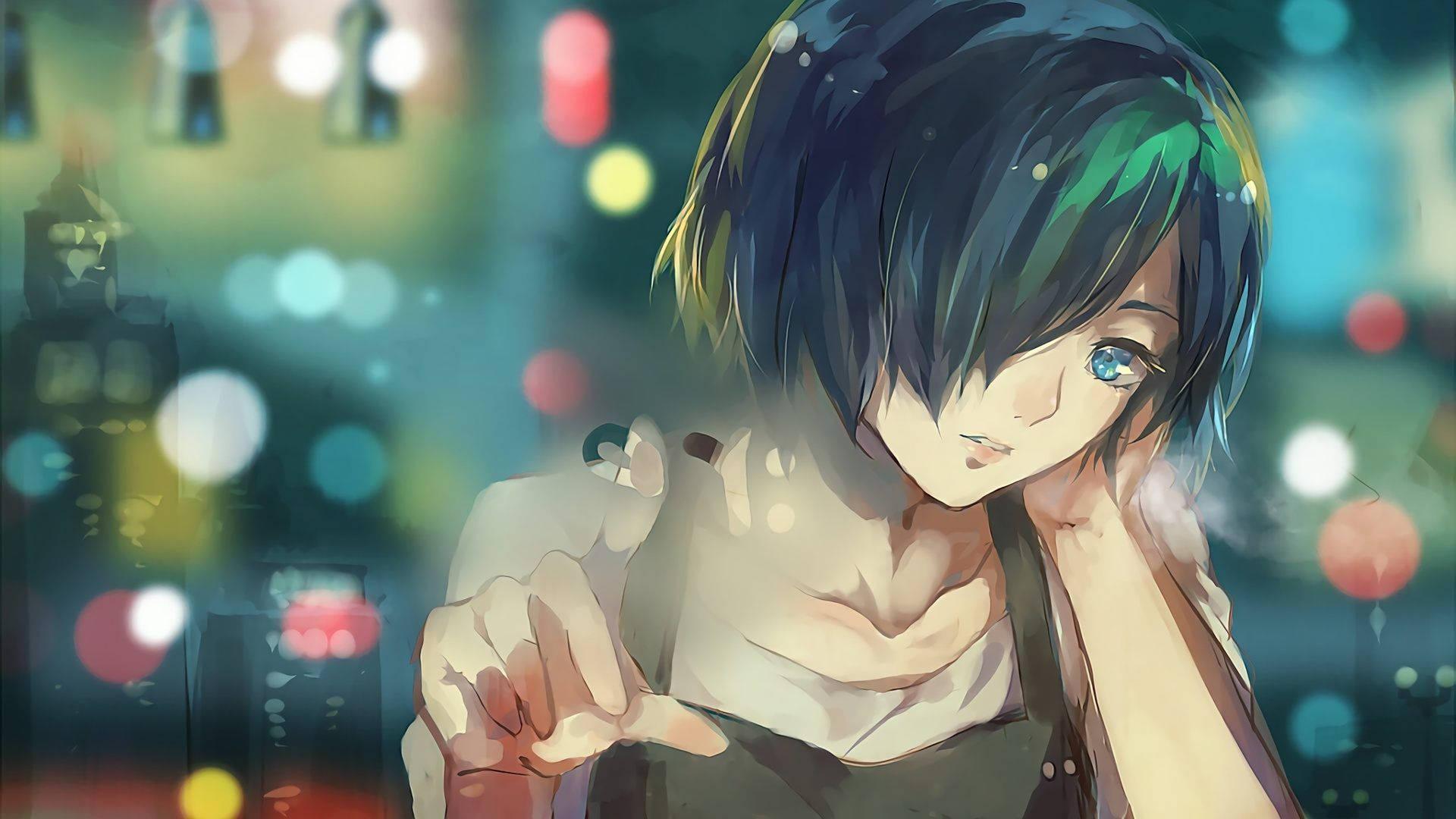 This short-haired anime girl with an owl is a symbol of power and strength. — 1920x1080 wallpaper