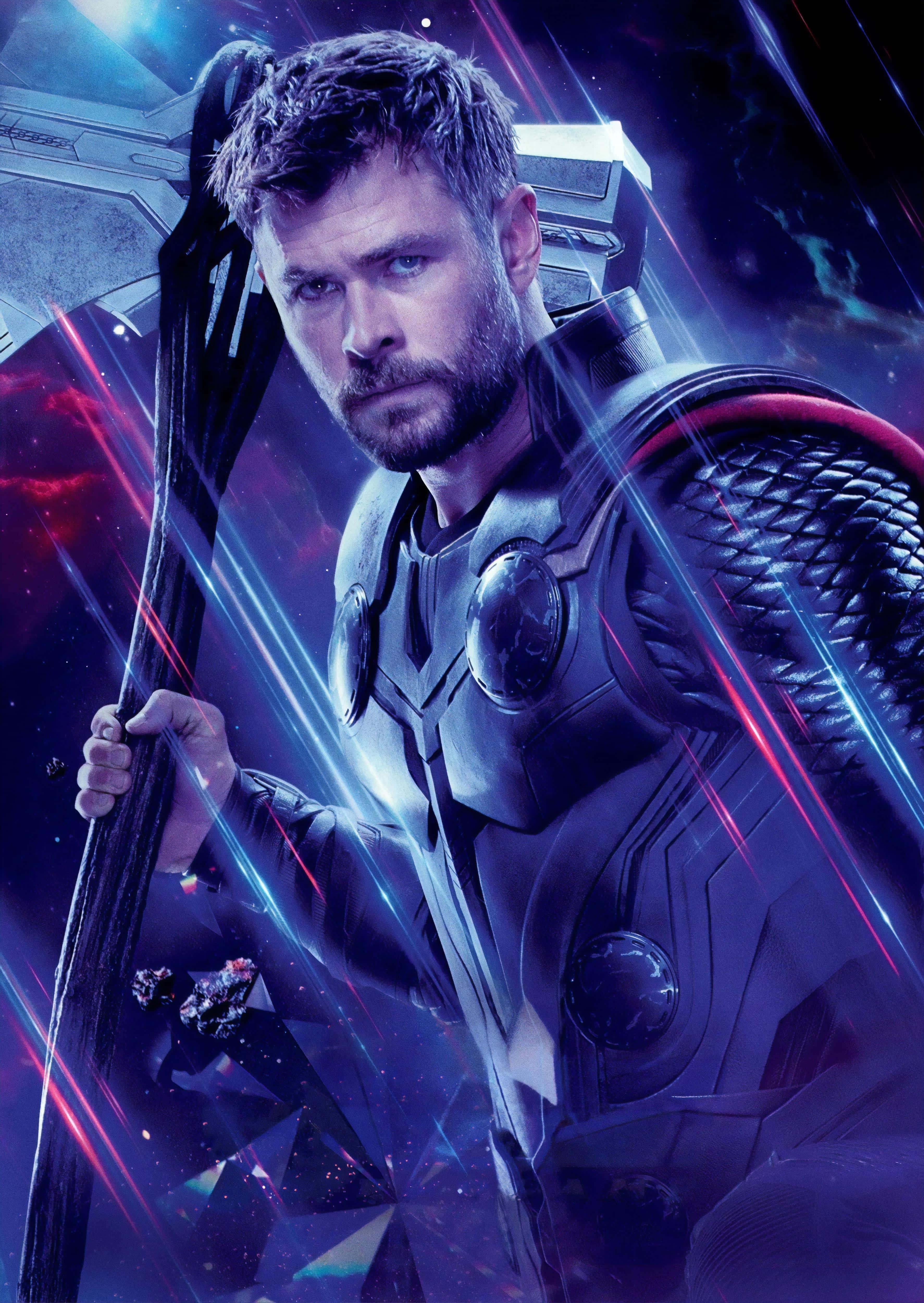 Thor strikes down with Mjölnir — 3547x5000 wallpaper