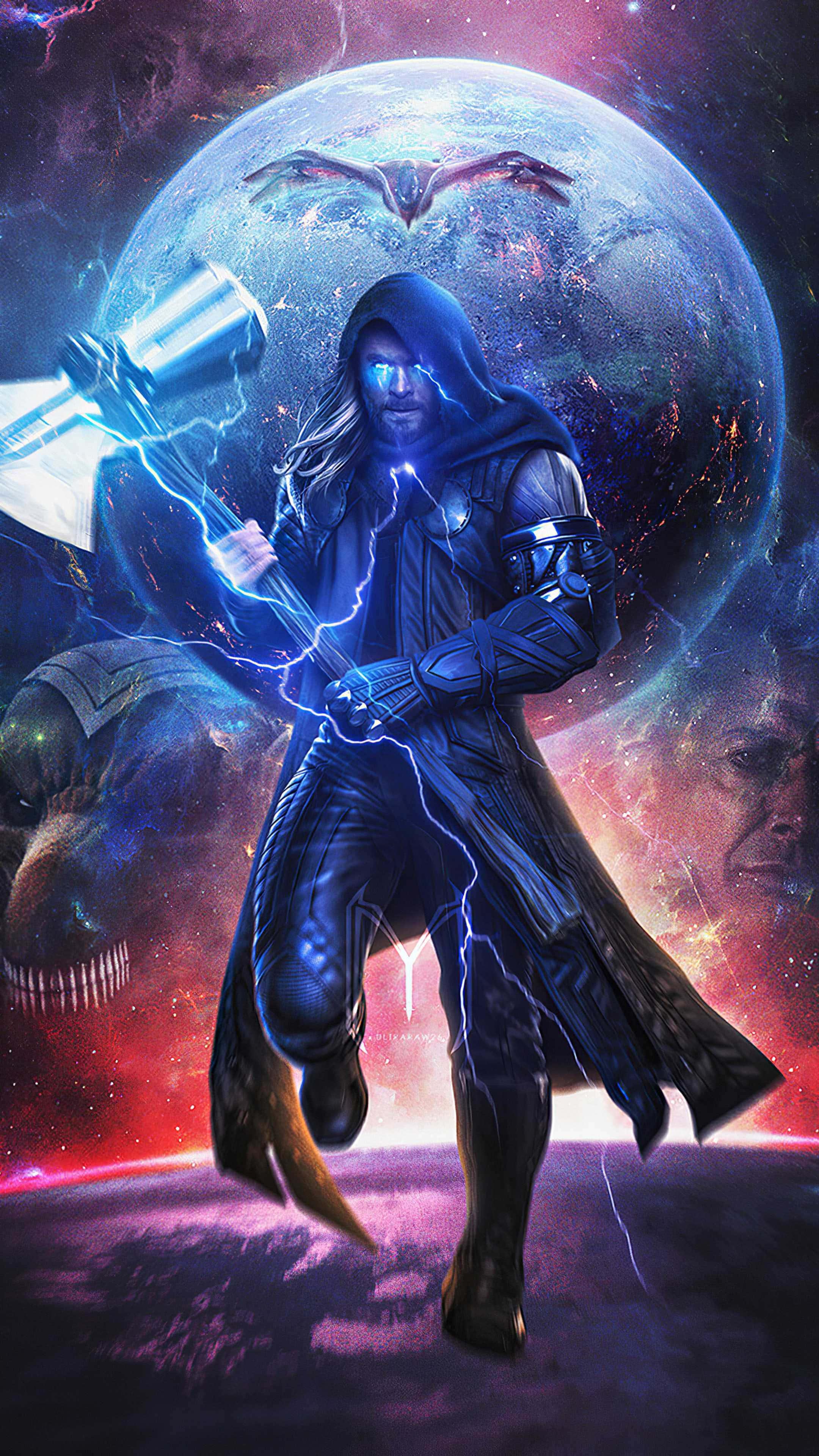 Thor unleashes lightning and thunder in epic battle. — 2160x3840 wallpaper