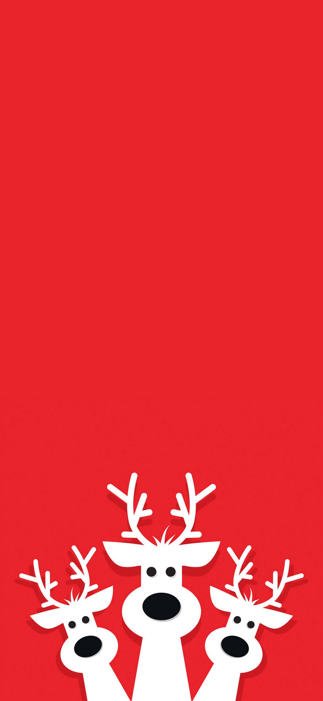 Three White Deer Christmas IPhone — 1125x2436 wallpaper