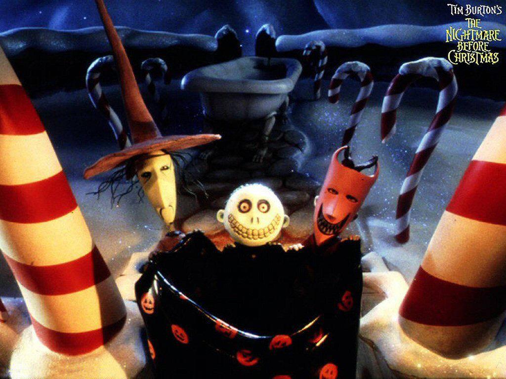 Tim Burton's nightmarish elves come to life in this spellbinding scene from "The Nightmare Before Christmas". — 1024x768 wallpaper