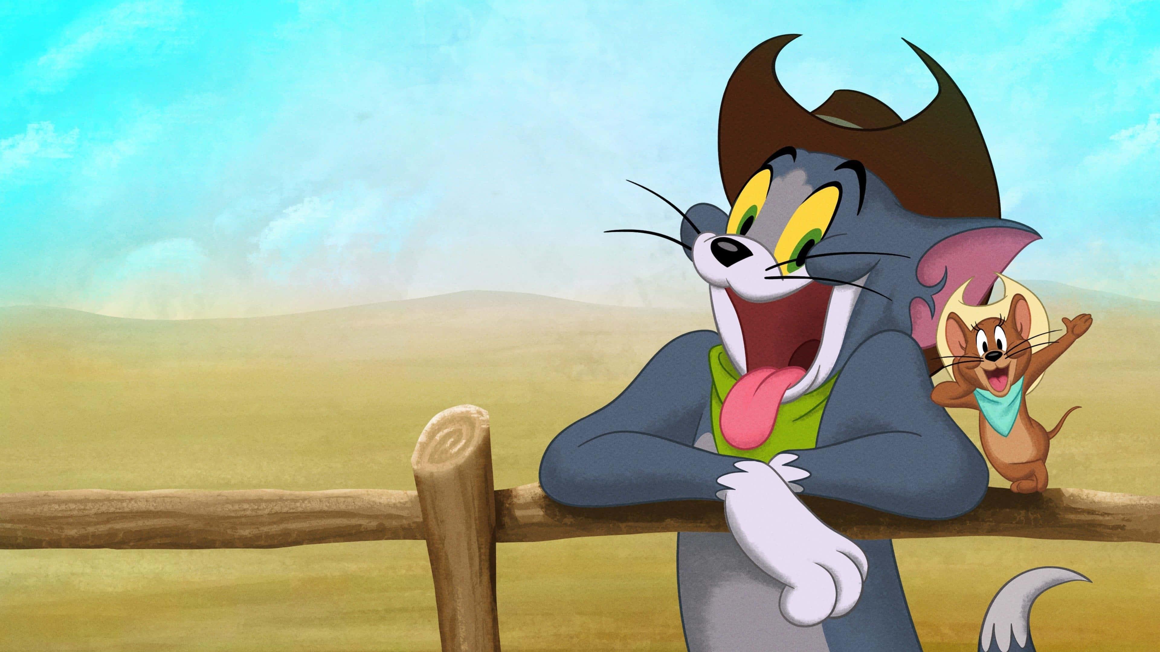 Tom and Jerry in a playful tug-of-war — 3840x2160 wallpaper