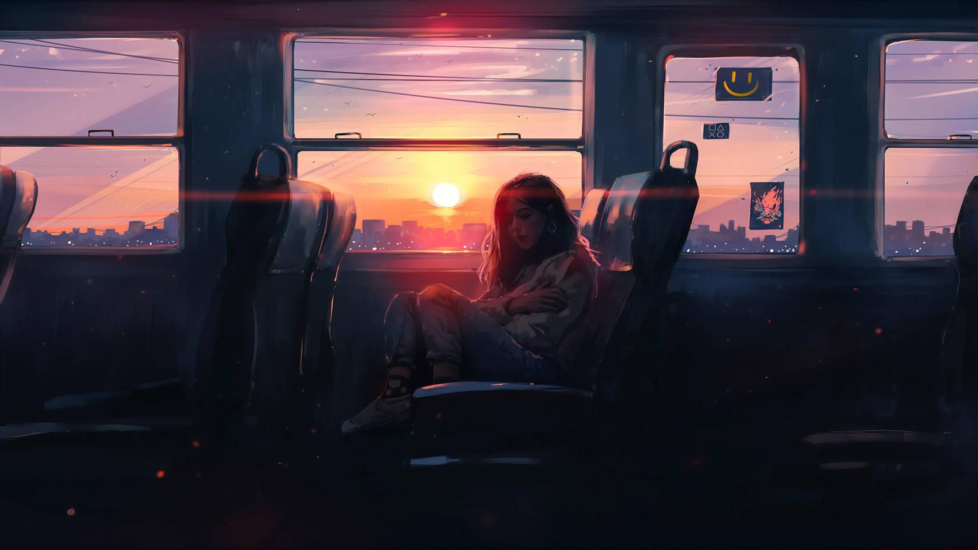 Train Girl Alone — 1920x1080 wallpaper
