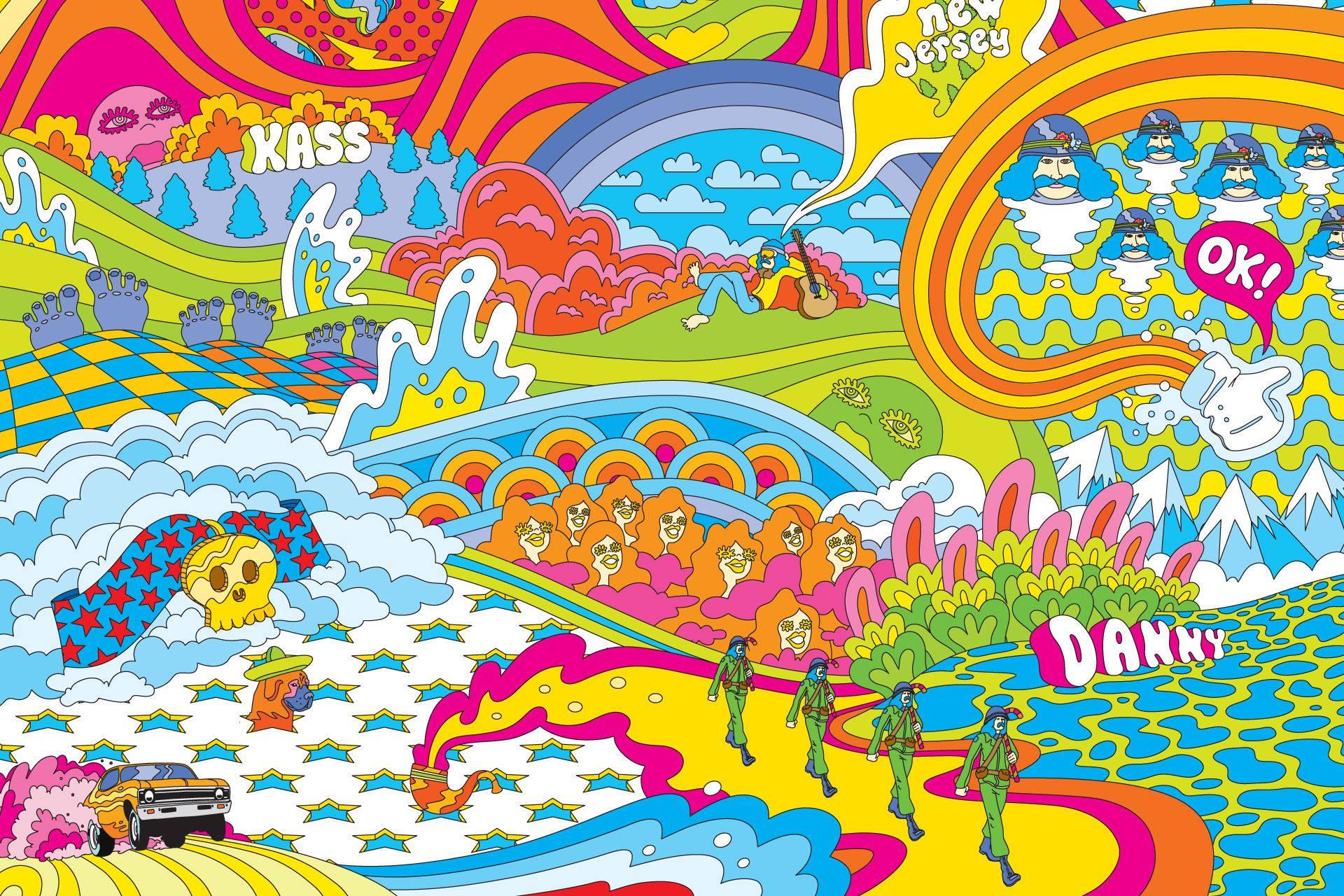 Travel through the whimsical and vibrant world of cartoons with a trippy doodle! — 1920x1280 wallpaper