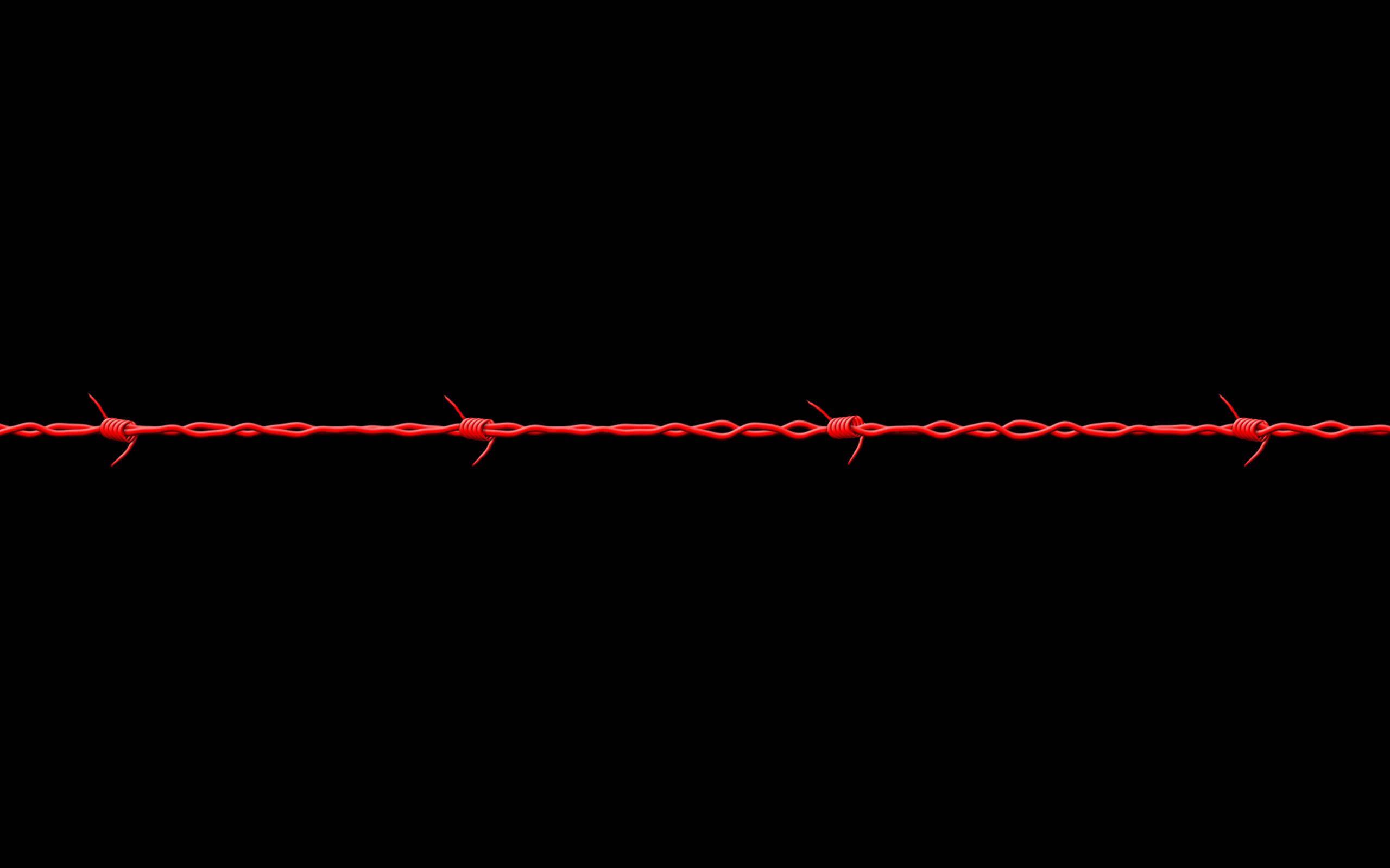 Twisted and tangled barbed wires in red and black — 2560x1600 wallpaper