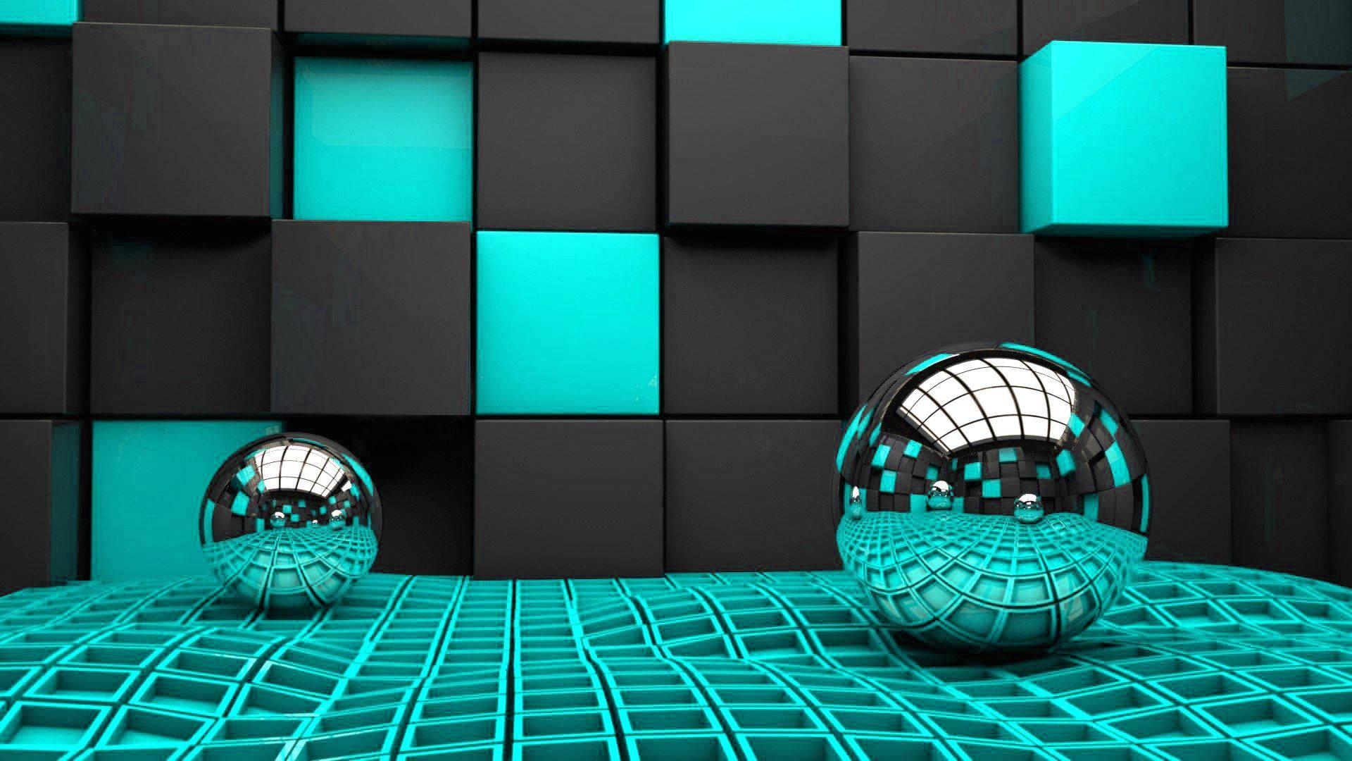 Two 3D Silver Balls HD — 1920x1080 wallpaper