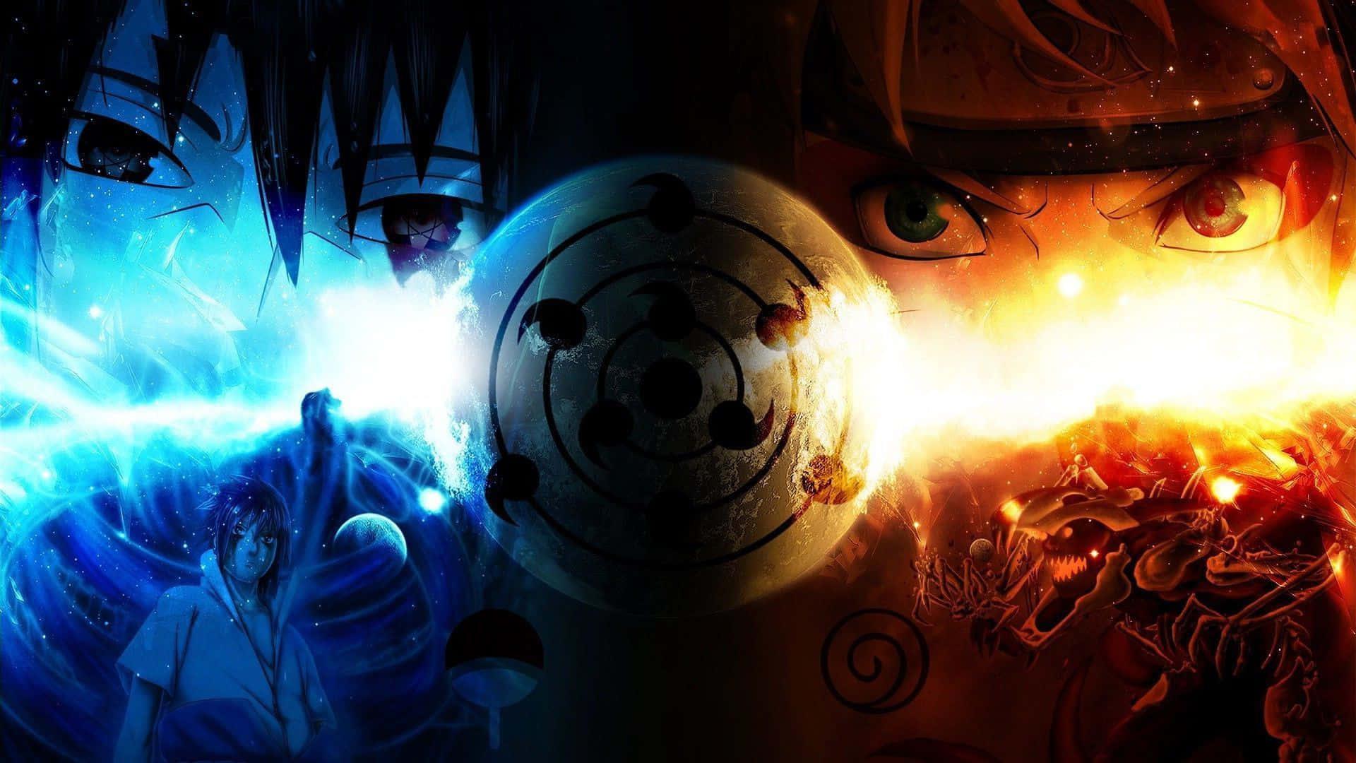 two anime characters with a light shining on them