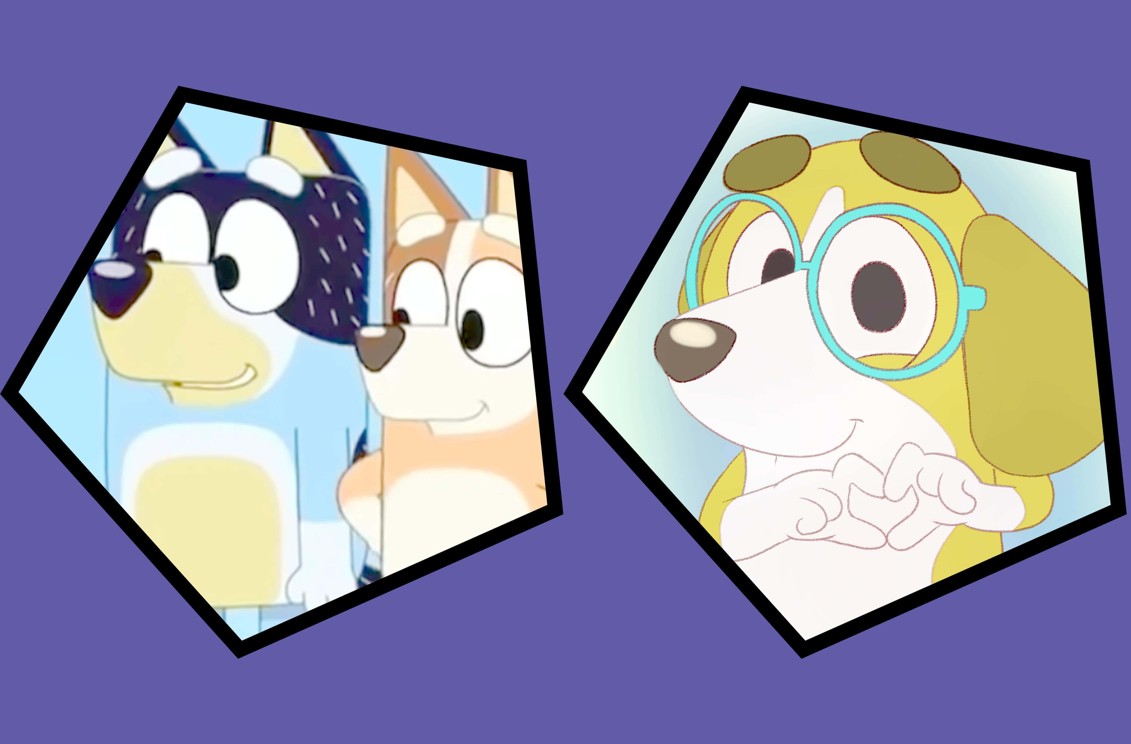 two cartoon dogs with glasses and a purple background — 3800x2500 wallpaper