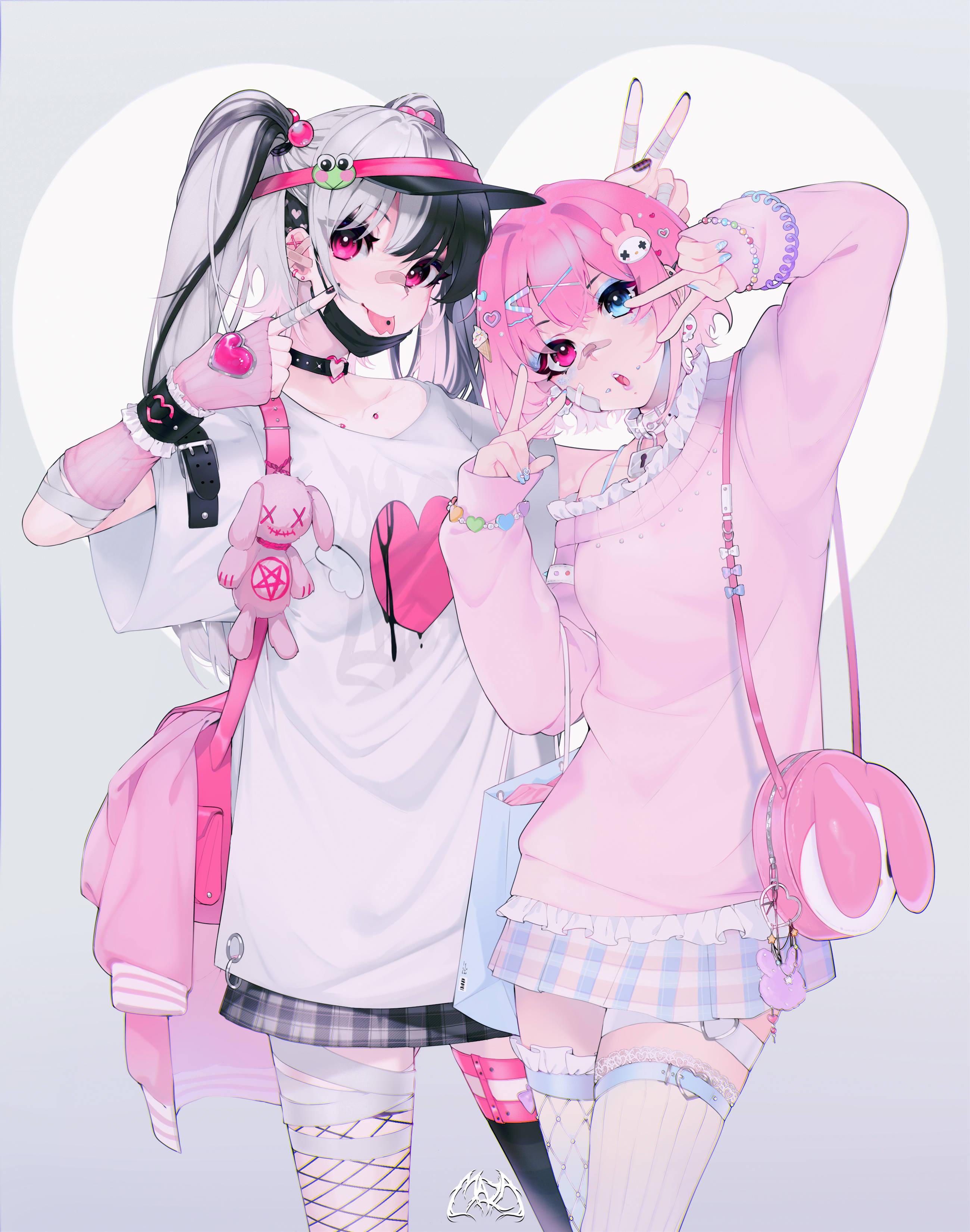 Two Cute Anime Girls Harajuku Style — 2600x3300 wallpaper
