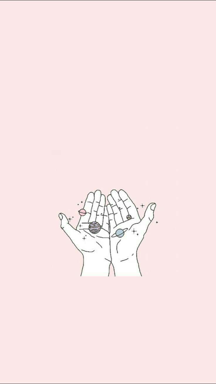 two hands holding a pink background — 736x1309 wallpaper