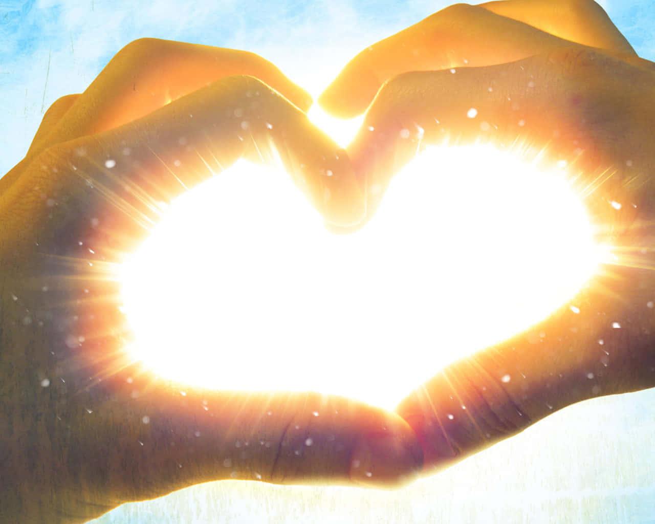 two hands making a heart shape with the sun behind them — 1280x1024 wallpaper