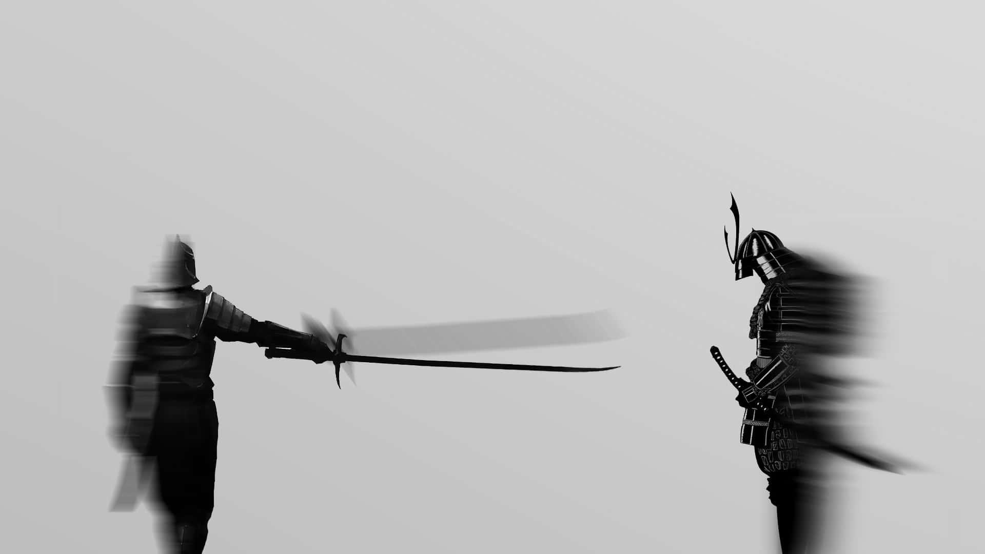 two men with swords in the background — 1920x1080 wallpaper
