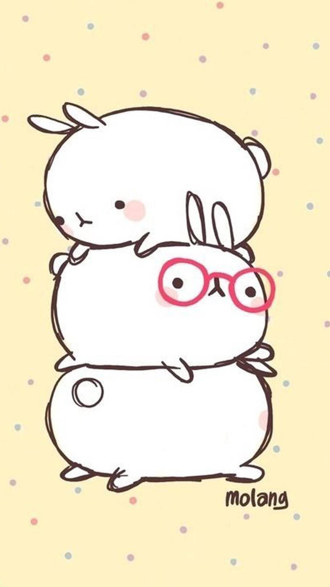 Two Molang Bunnies Enjoying an Adorable Moment — 1080x1920 wallpaper
