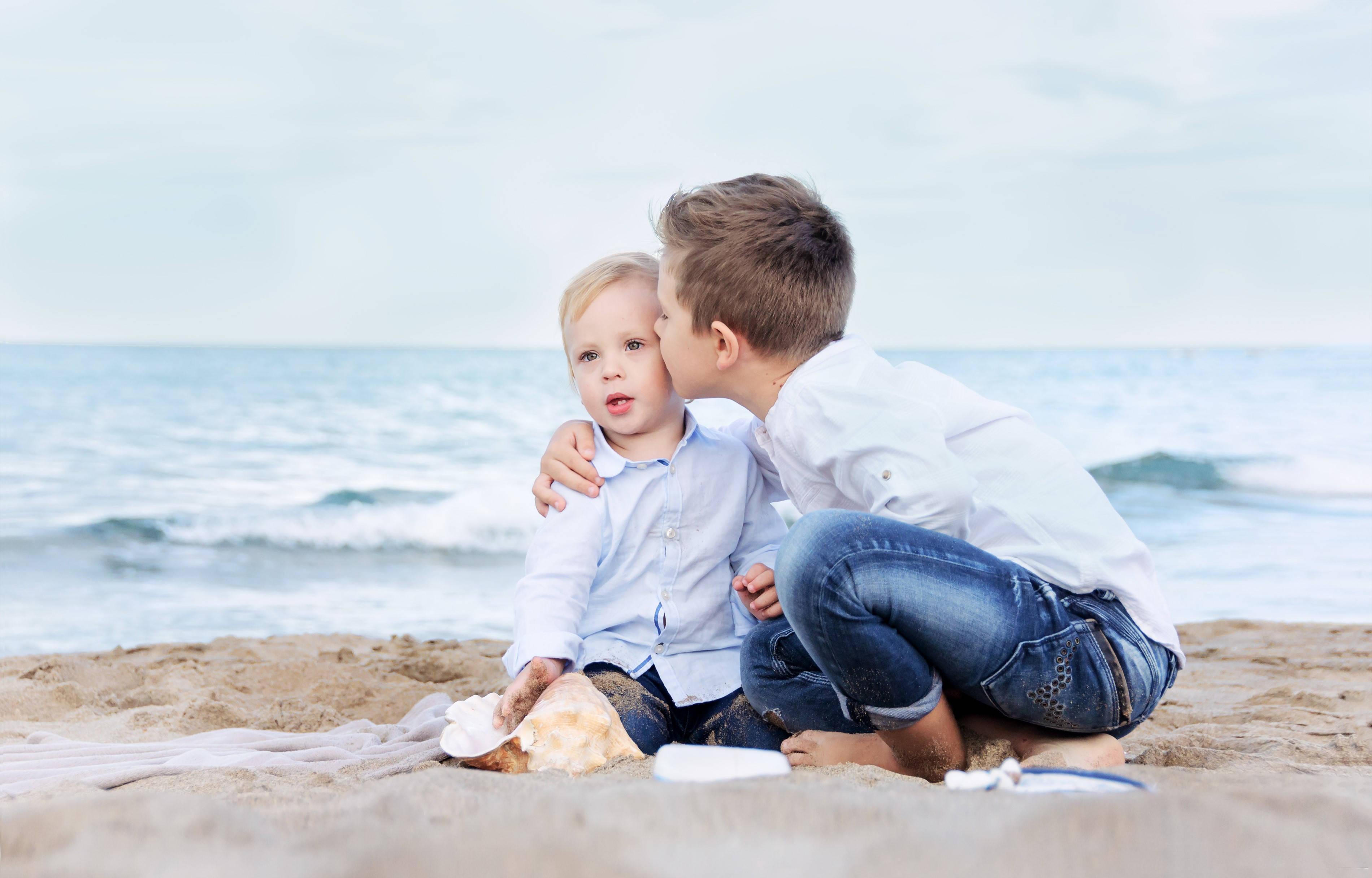 Two Toddler Boys On The Sand — 3800x2431 wallpaper