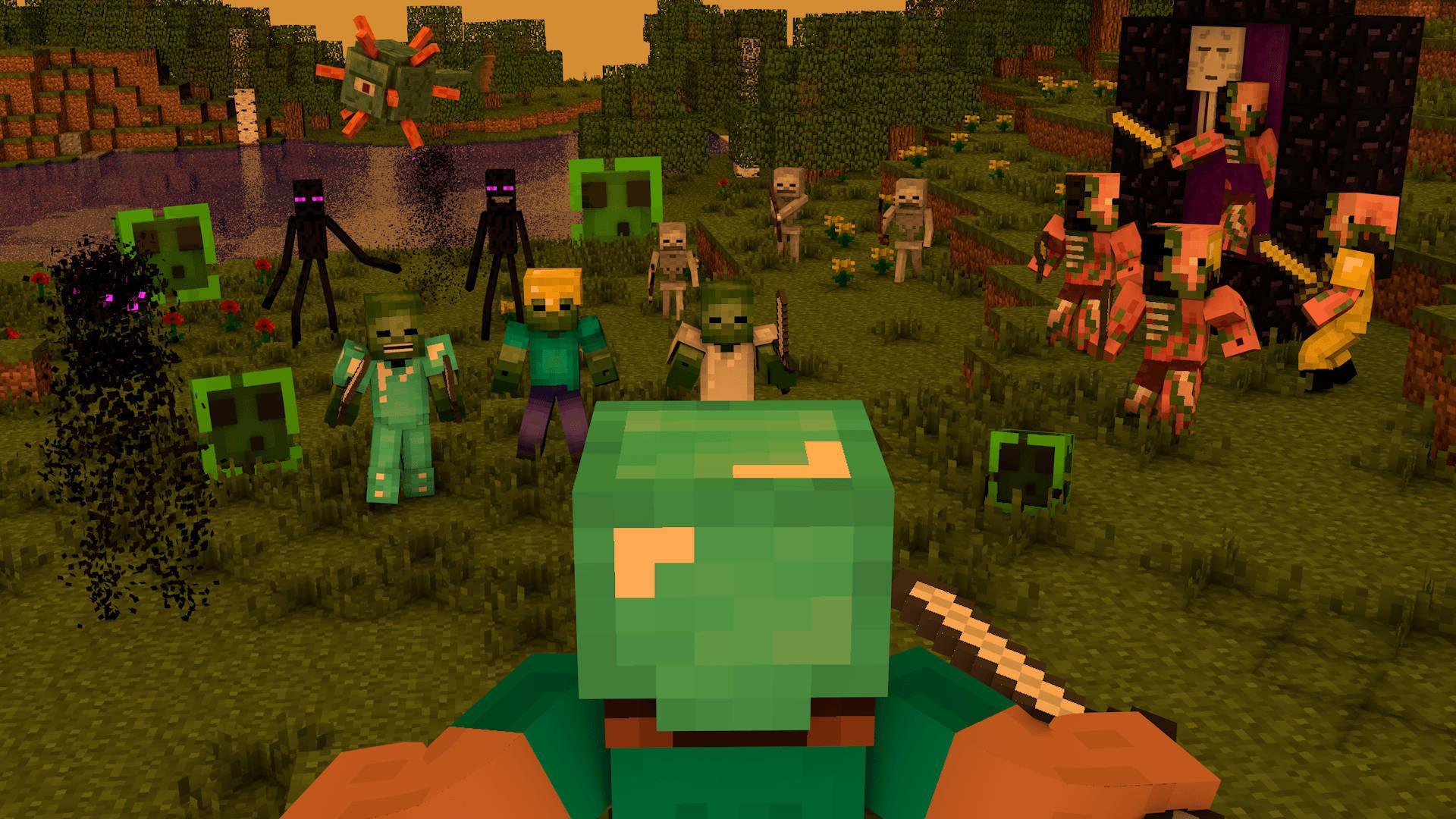 Two Villains Engaged in Battle in Minecraft