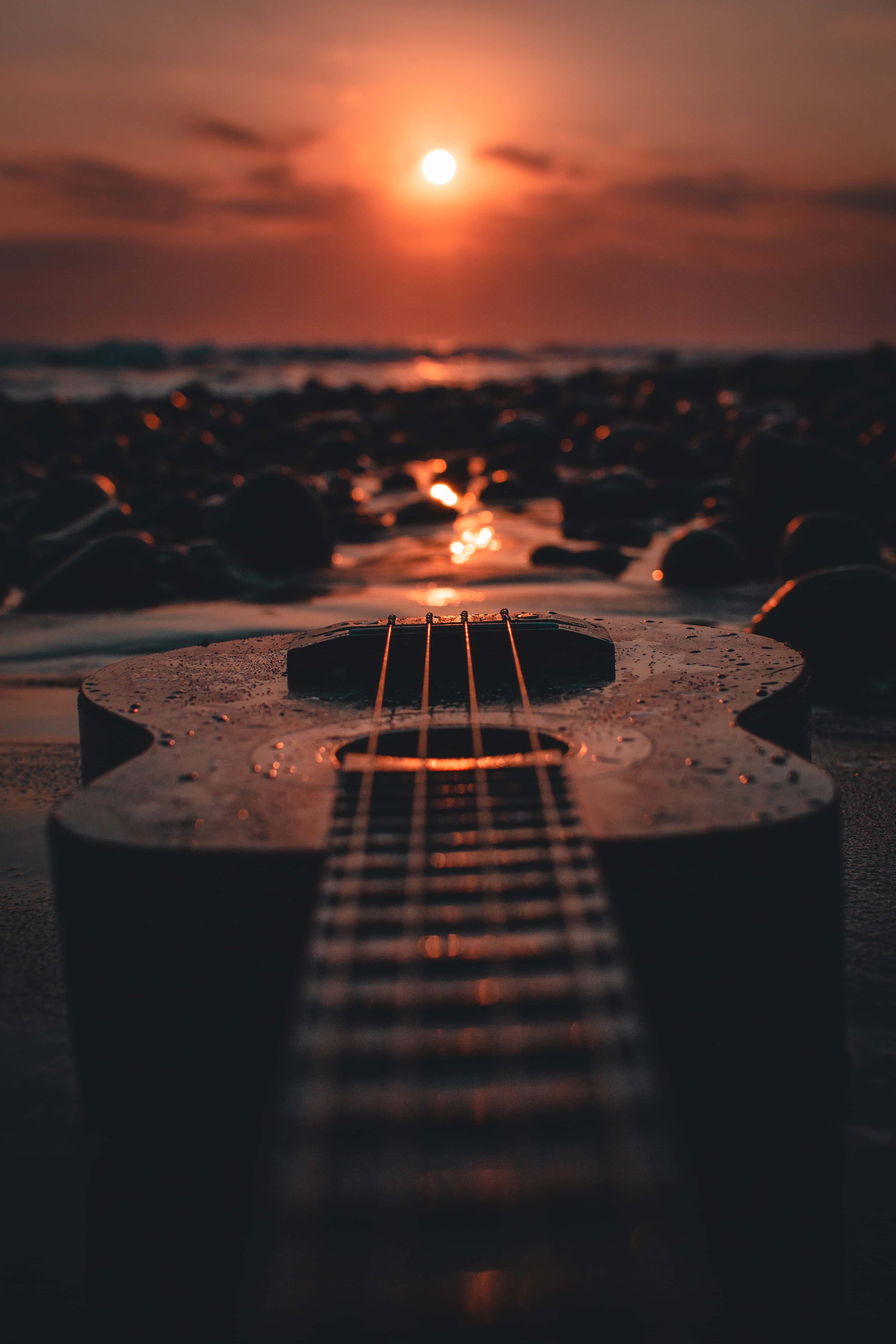 Ukulele During Sunset Phone Background — 3287x4931 wallpaper