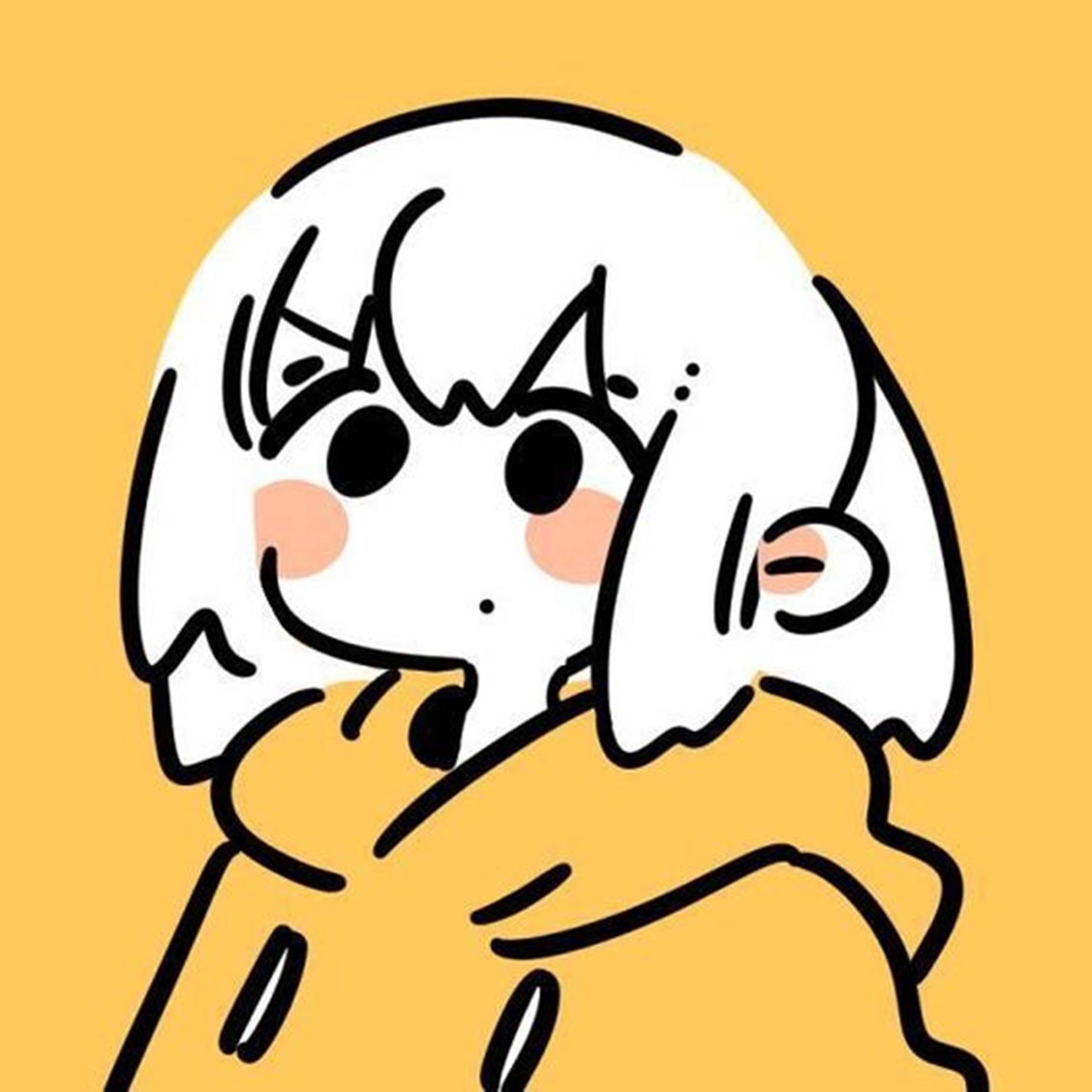 Unique Cool Pfp of a cute, blushing cartoon girl illustration. — 1852x1852 wallpaper