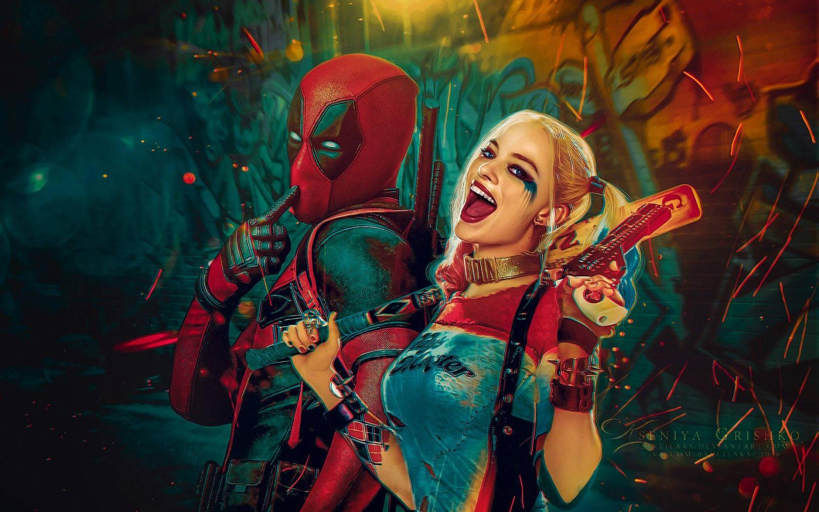Unstoppable duo: Deadpool and Harley Quinn. — 1680x1050 wallpaper