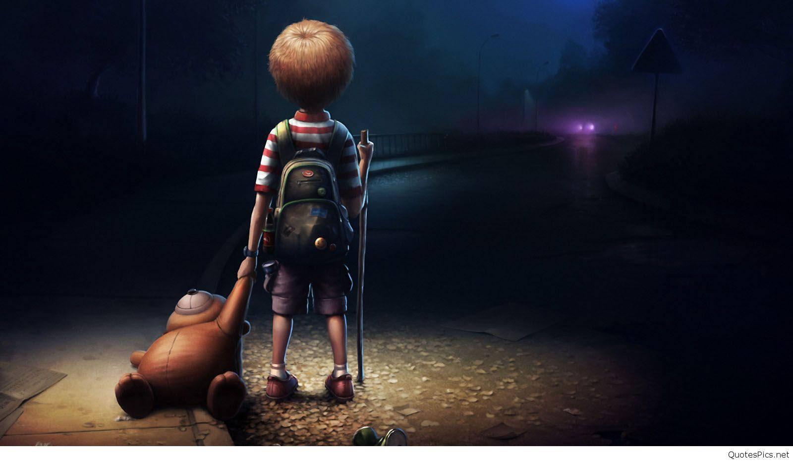 Upsetting Picture Of Alone Boy — 1600x930 wallpaper