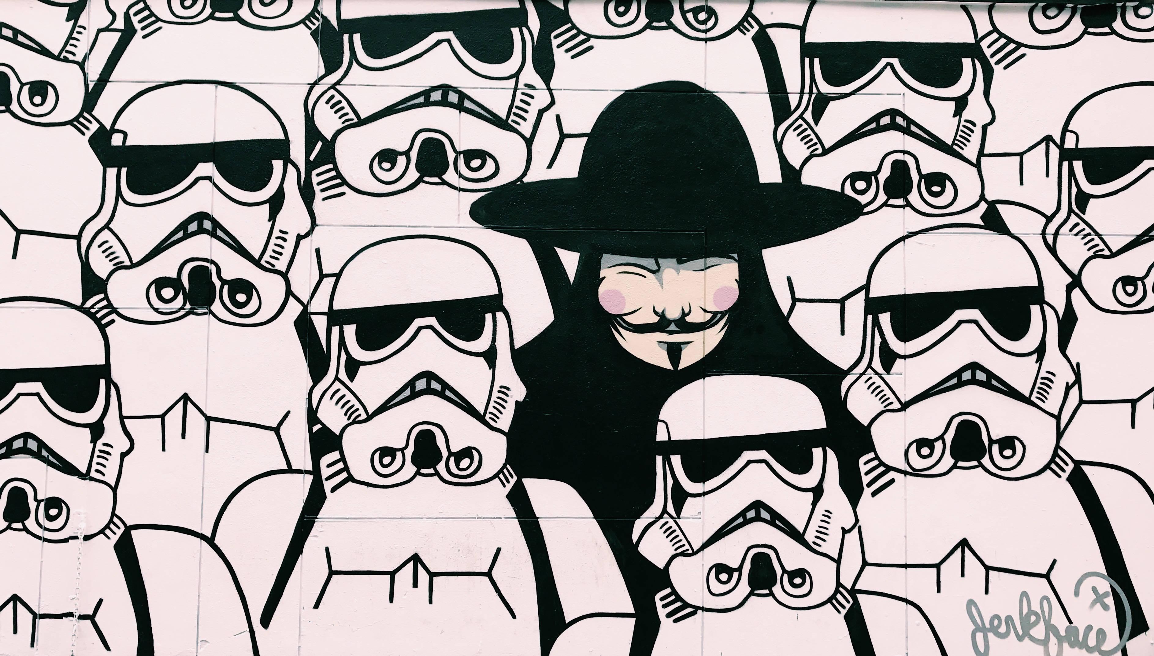 V With Stormtroopers Street Art — 3773x2146 wallpaper