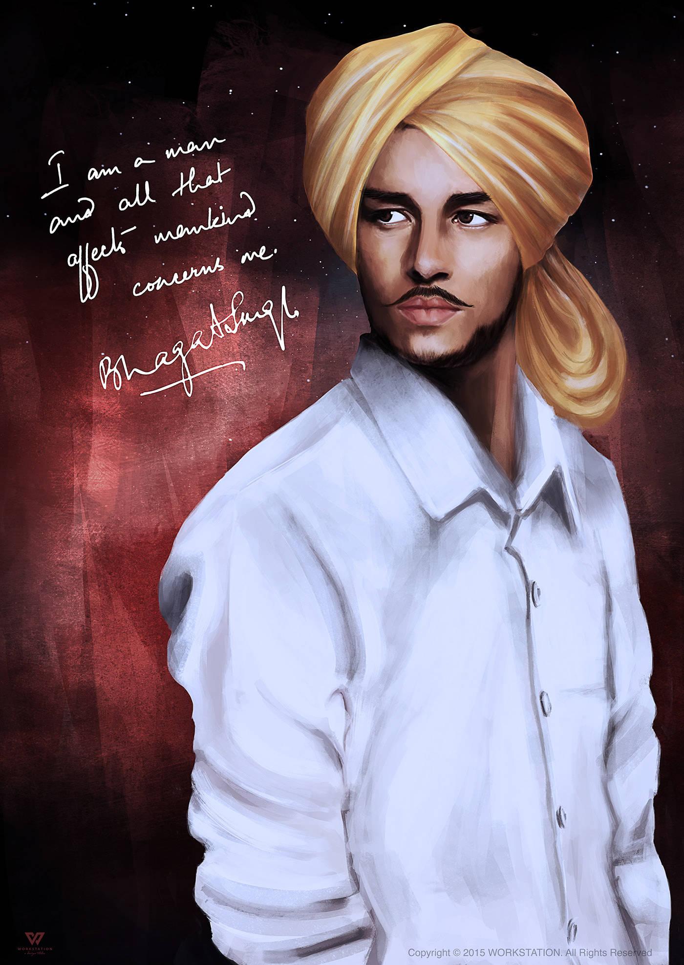 Valiant Vision of Freedom - A Captivating Portrait of Shaheed Bhagat Singh — 1400x1975 wallpaper