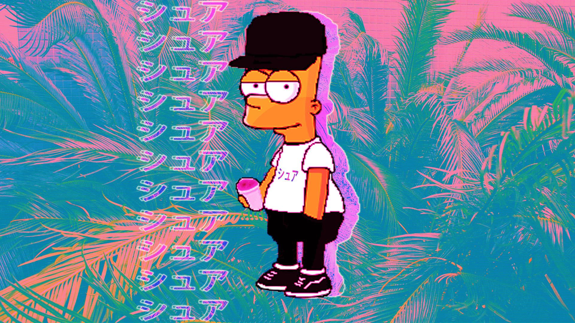 Vaporwave Bart Simpson Aesthetic — 1920x1080 wallpaper