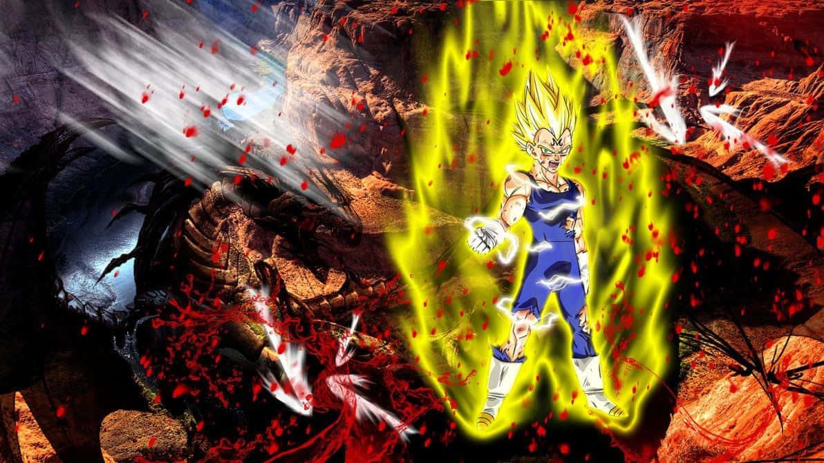 Vegeta, a fierce warrior, preparing to unleash his full power — 1192x670 wallpaper