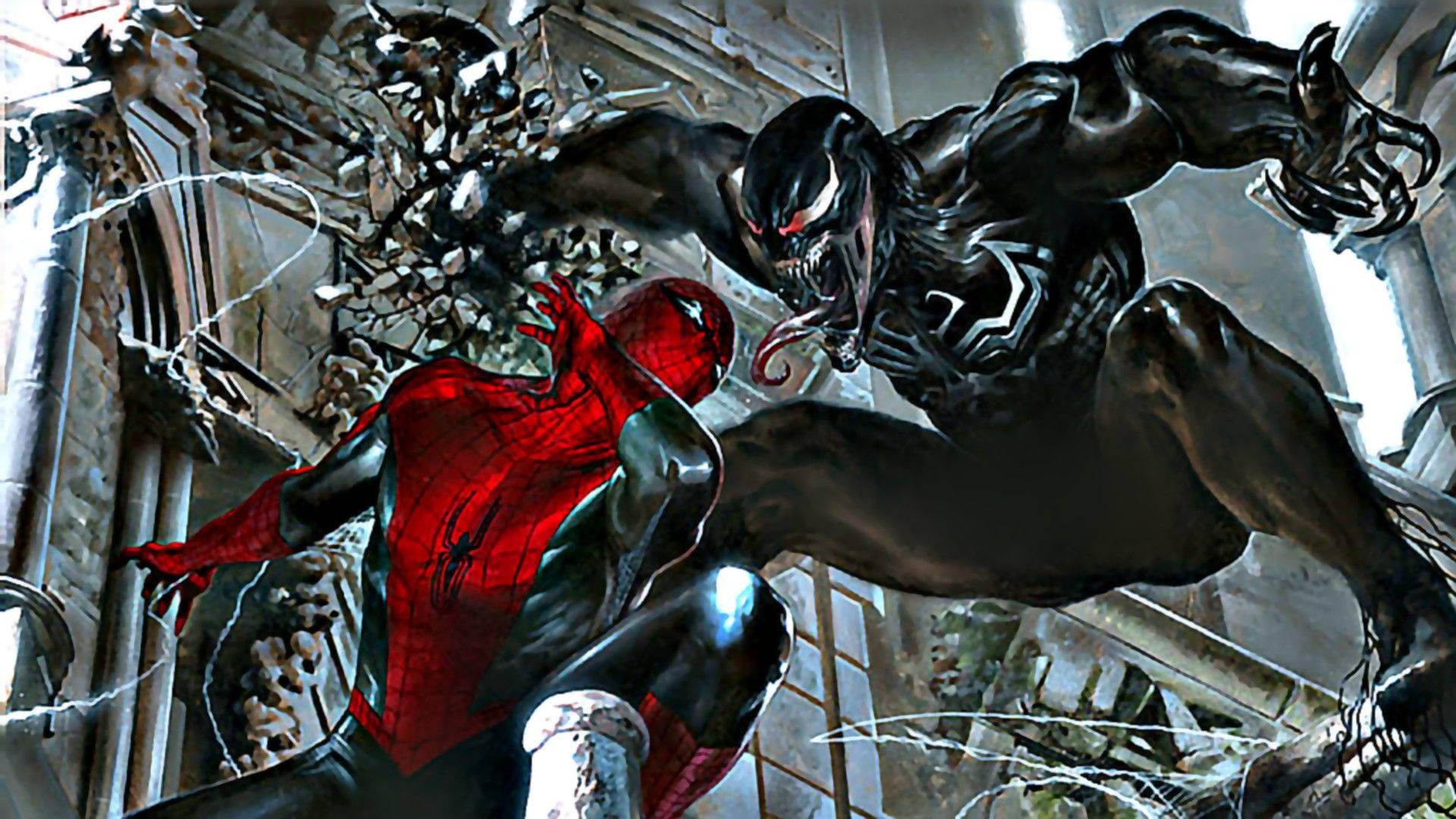 Venom Fighting Spiderman — 1920x1080 wallpaper