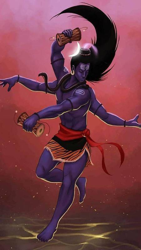 Vibrant 3D Artwork of Lord Shiva, the Bholenath, in a Dynamic Dancing Pose — 450x800 wallpaper