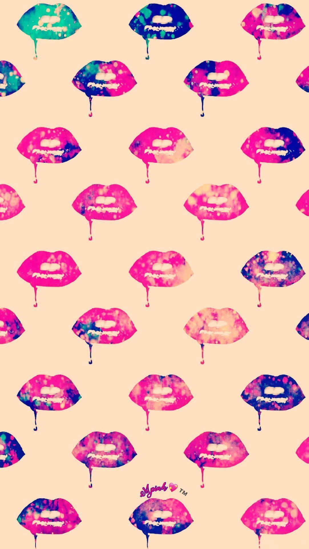 Vibrant Pink Lips on Girly iPhone Lock Screen Wallpaper — 1083x1920 wallpaper