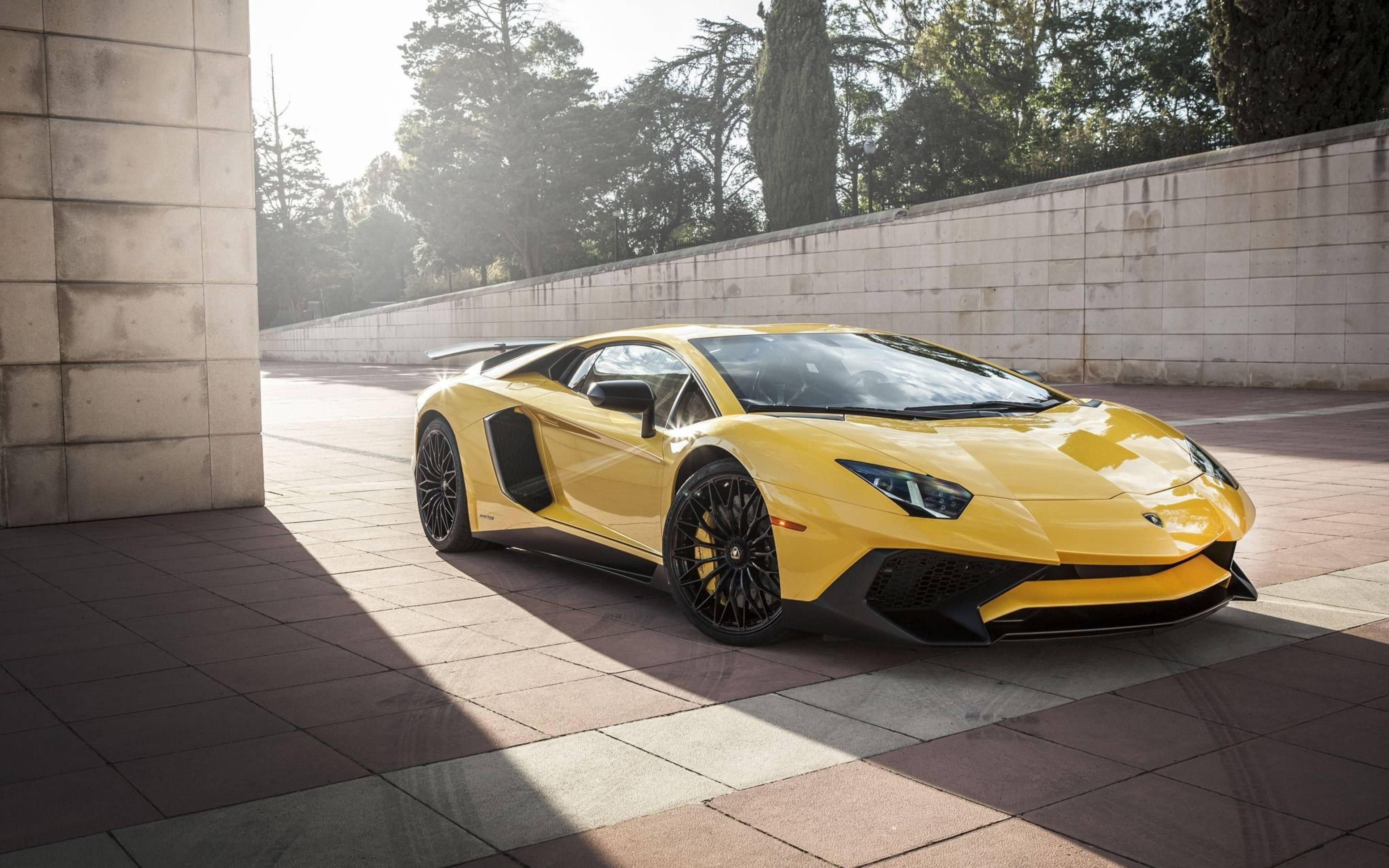 Vibrant Yellow Lamborghini Aventador Sports Car — 3840x2400 wallpaper