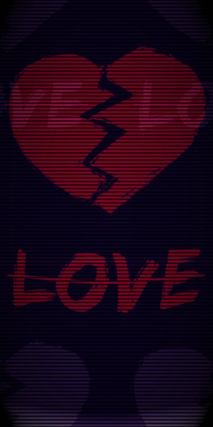 Vintage Lo-Fi Broken Heart Black — 720x1440 wallpaper