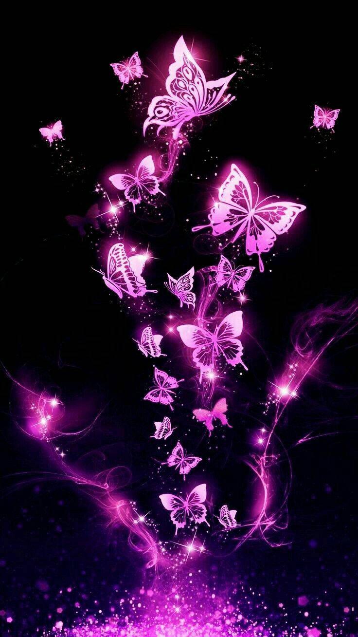 Violet Butterflies Pretty Phone — 736x1308 wallpaper
