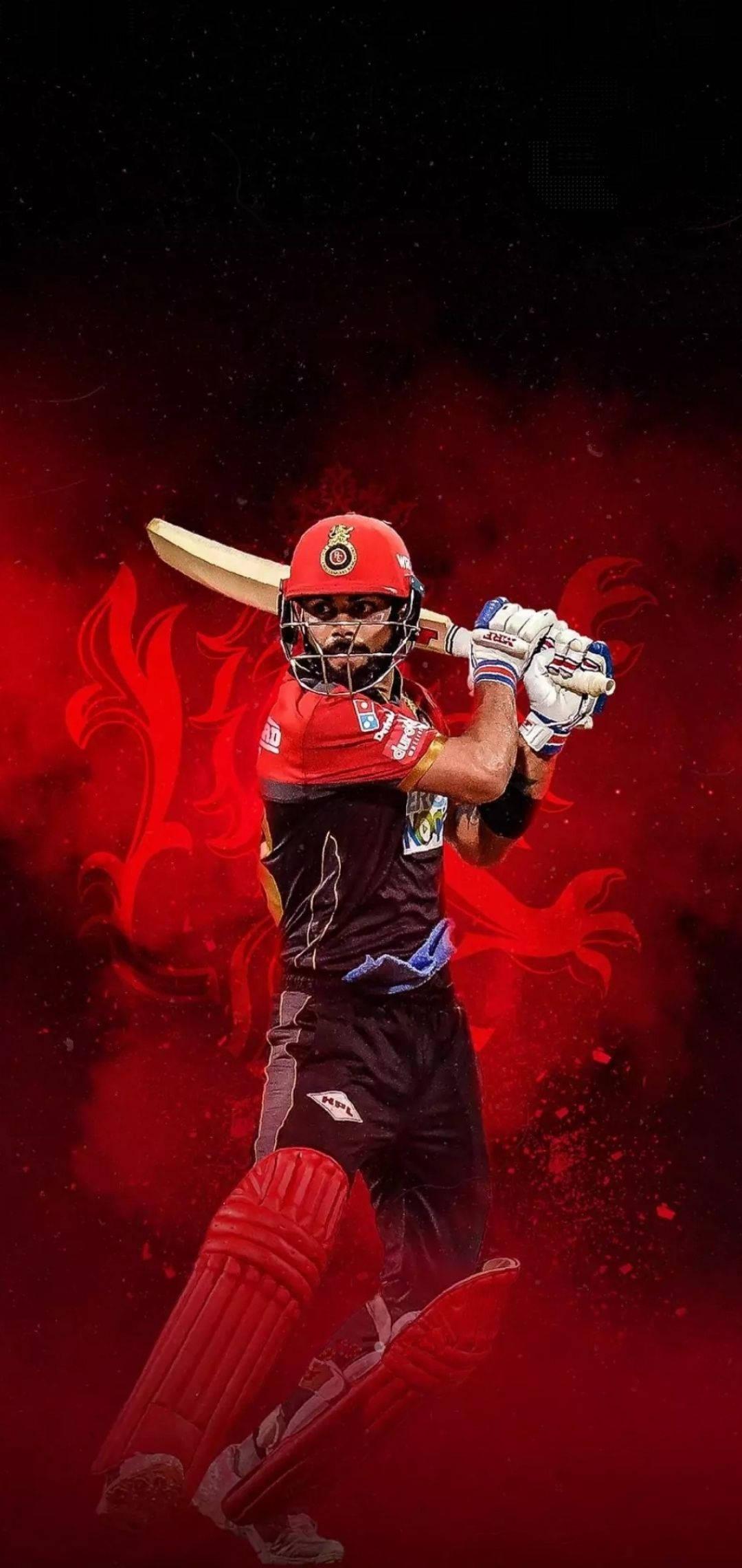 Virat Kohli HD Dark Red Fiery Art