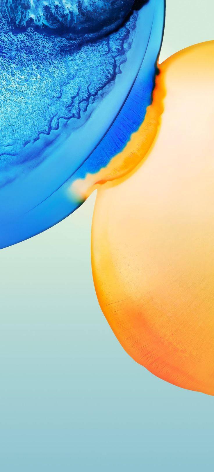Vivo Y20 Blue And Orange Bubbles — 736x1619 wallpaper