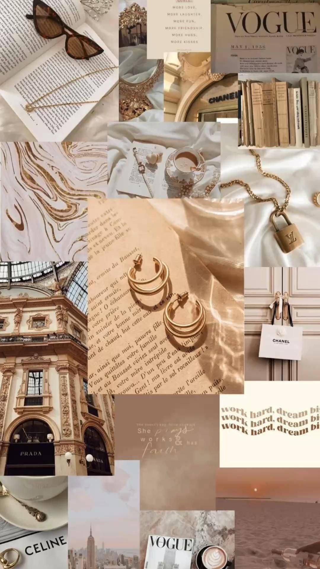Vogue Gold Accessories That Girl Aesthetic Collage — 1080x1920 wallpaper