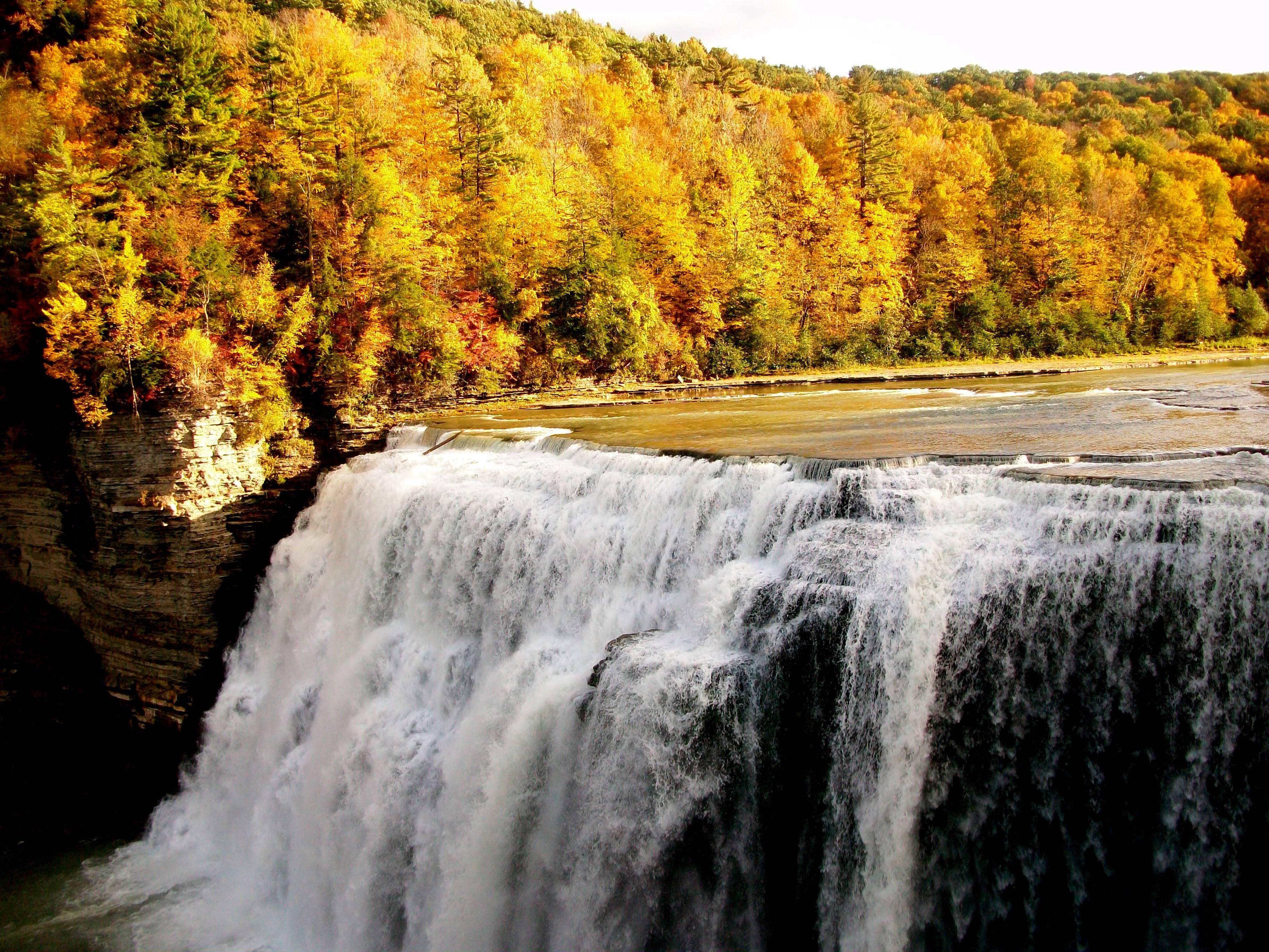 Waterfalls On Fall — 3664x2748 wallpaper