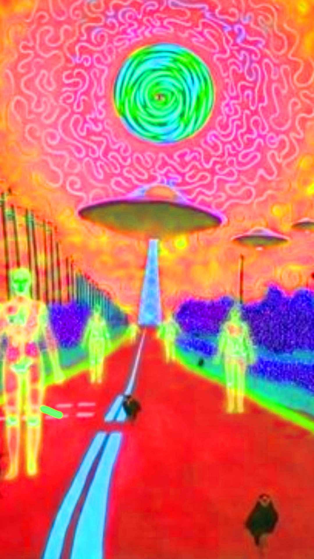 Weirdcore Alien Invasion — 1080x1920 wallpaper