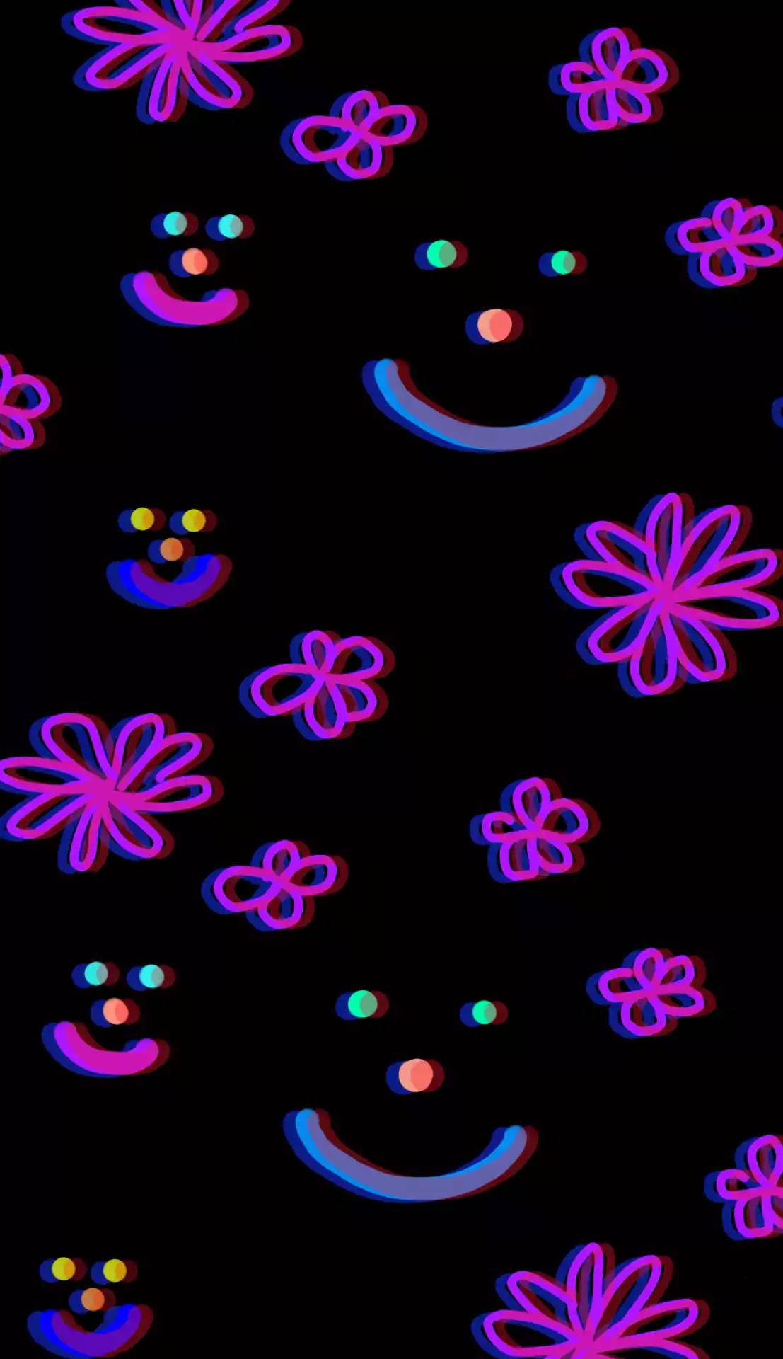Weirdcore Flowers And Smileys — 1107x1920 wallpaper