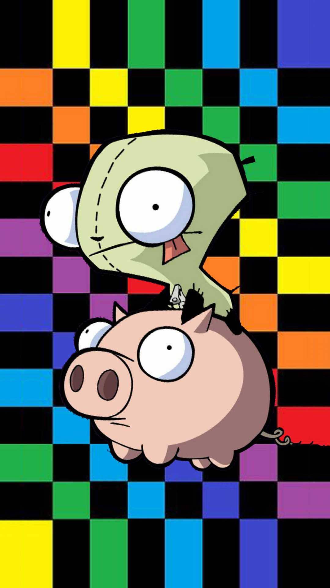 Weirdcore Invader Zim And Pig — 1080x1920 wallpaper
