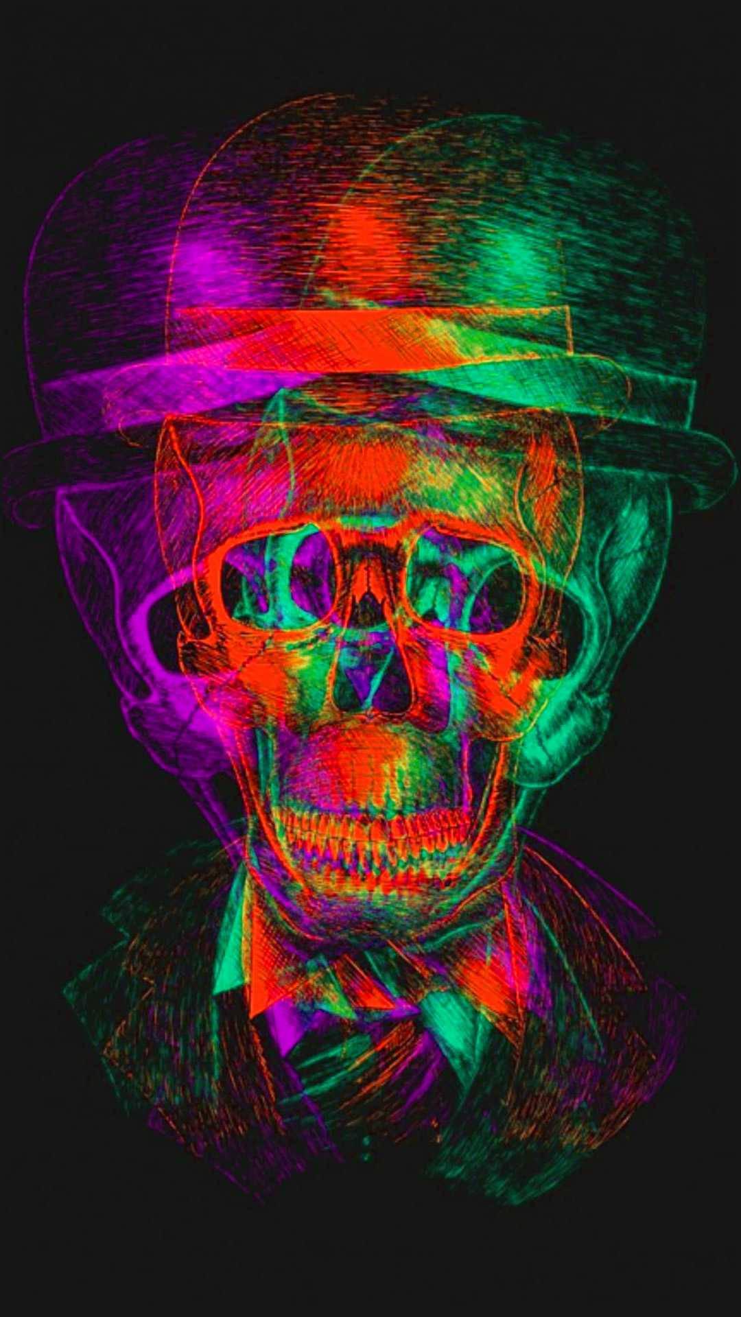 Weirdcore Trippy Skeleton — 1080x1920 wallpaper