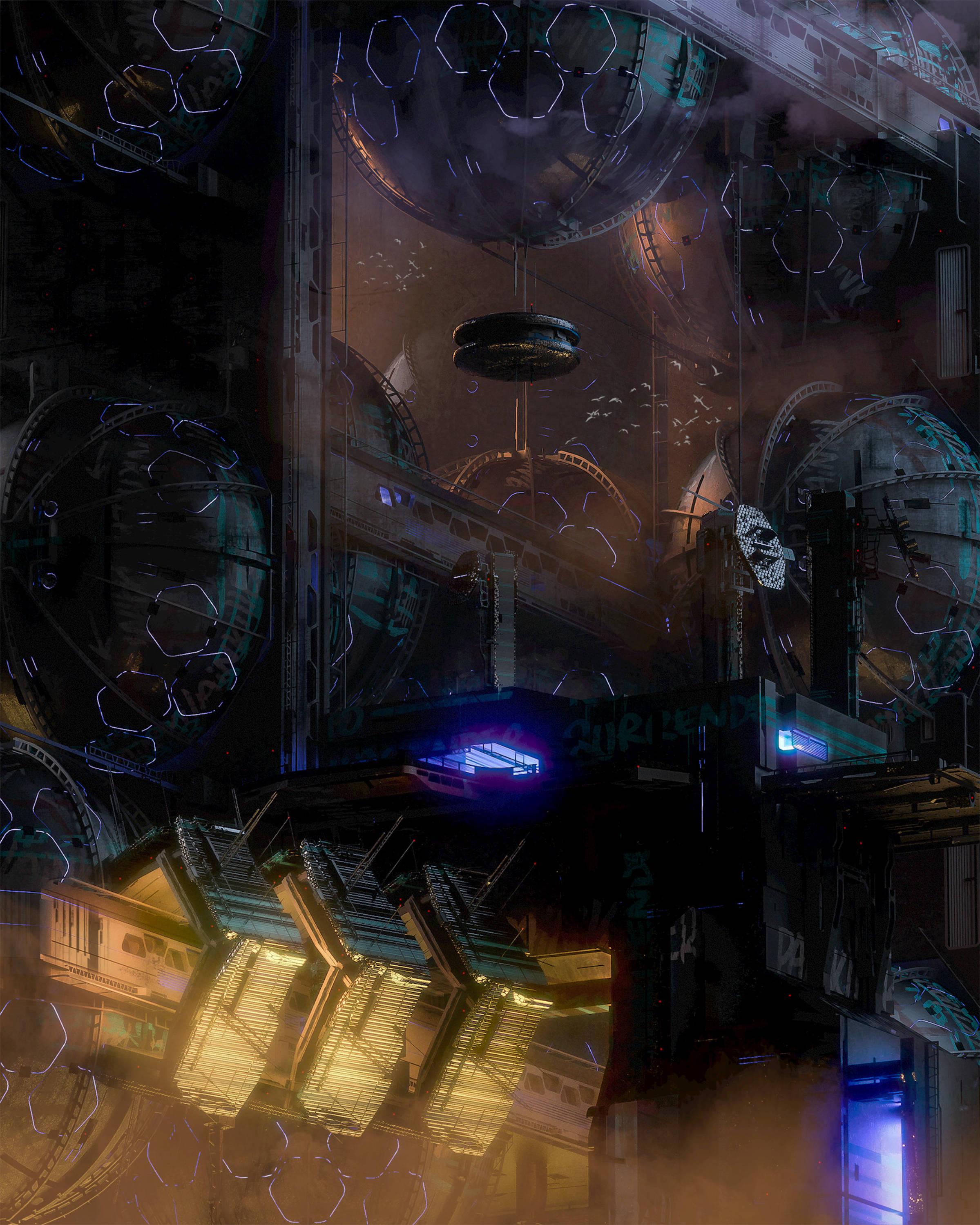 Welcome to Cyberpunk | Futuristic Building — 2399x3000 wallpaper