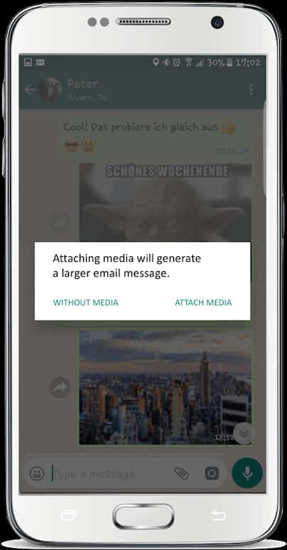 Whats App Email Chat Option Screenshot — 404x773 wallpaper
