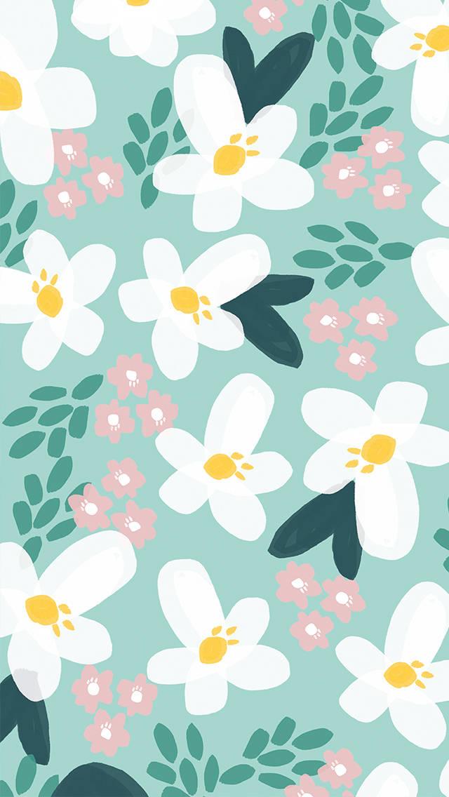 WhatsApp Chat White Pink Flowers — 640x1136 wallpaper