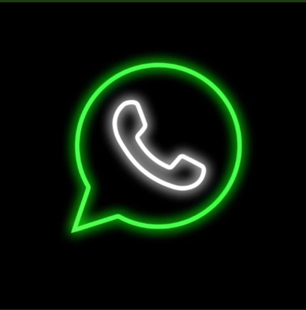 whatsapp icon in green neon on black background — 1181x1200 wallpaper