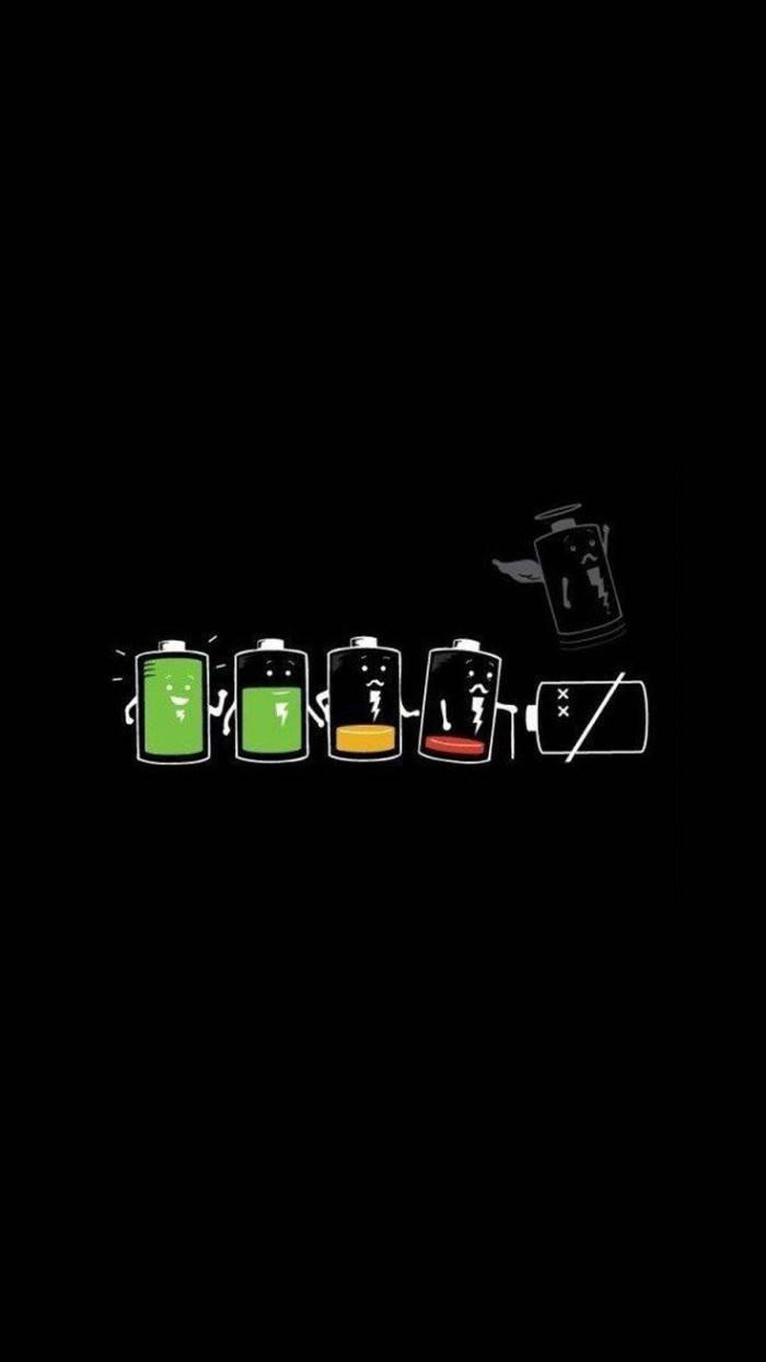 Whimsical Interaction of a Mobile Phone's Low Battery Illustration — 700x1244 wallpaper