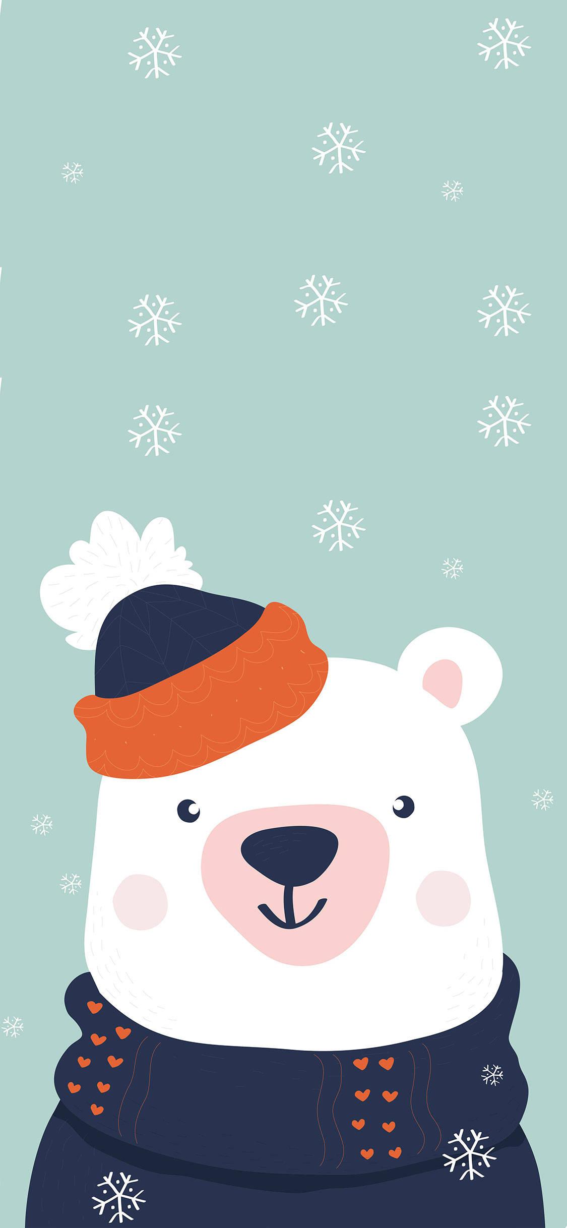 White Bear Winter iPhone — 1125x2436 wallpaper