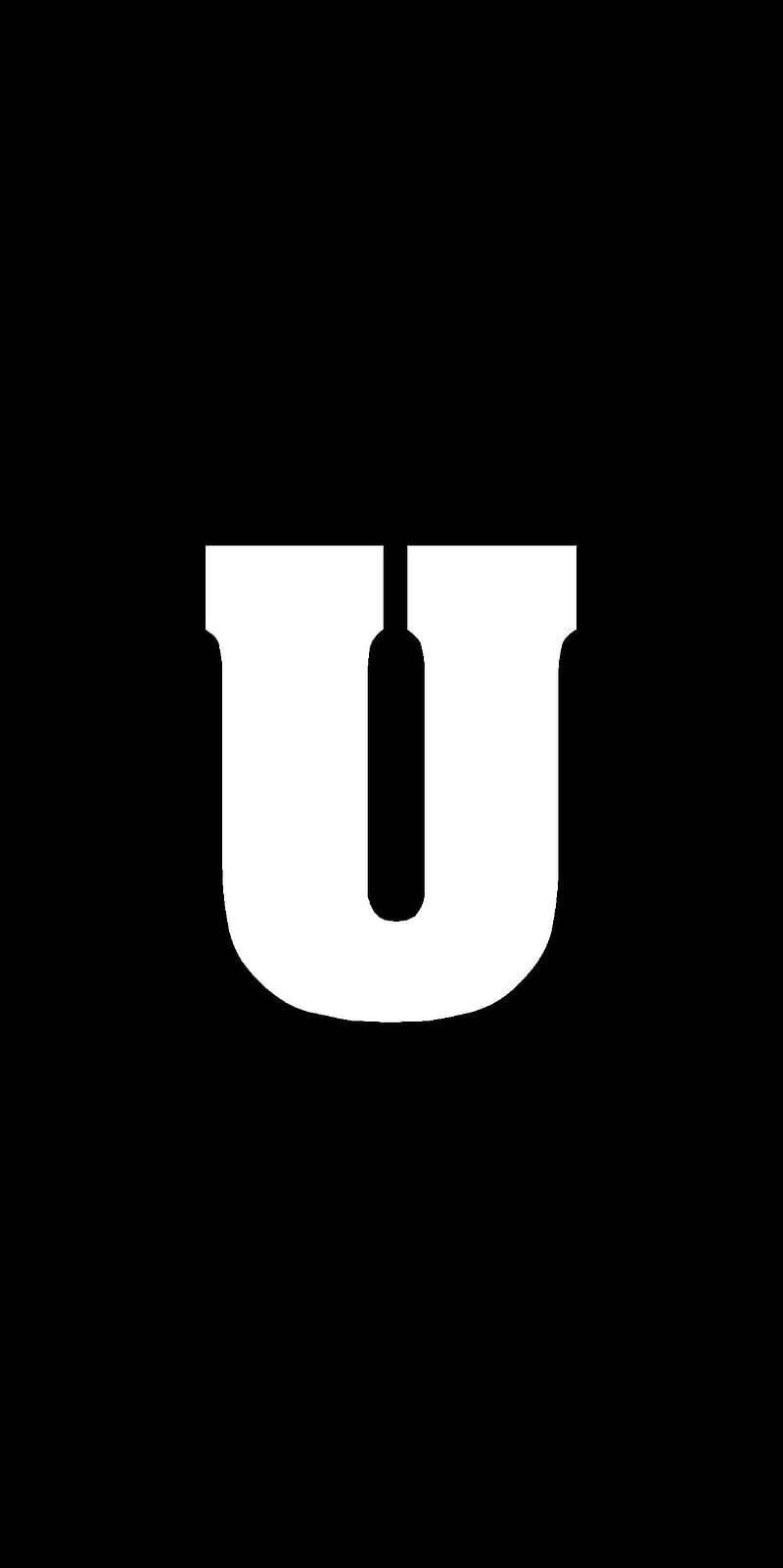 White Letter U Name Black — 800x1601 wallpaper