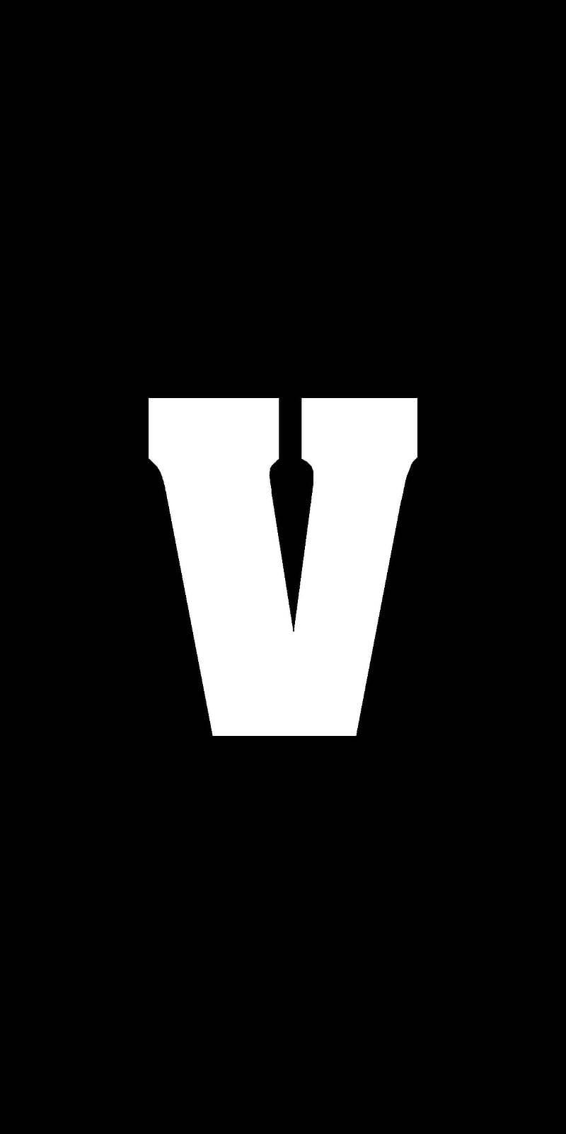 White Letter V Name Black — 800x1601 wallpaper