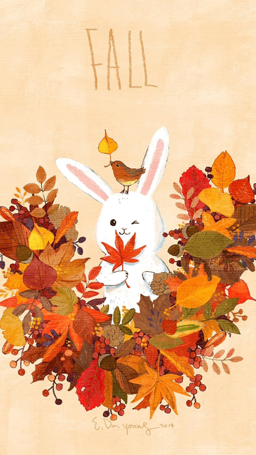 White Rabbit Maple Leaves Fall IPhone — 1080x1920 wallpaper